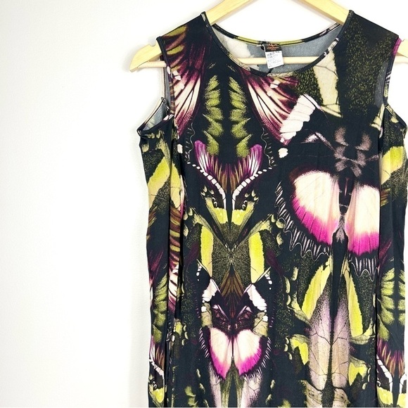 Y2K RARE Vintage Jean Paul Gaultier Soleil Fuzzi Butterfly Mid Length Dress XL - Picture 5 of 7